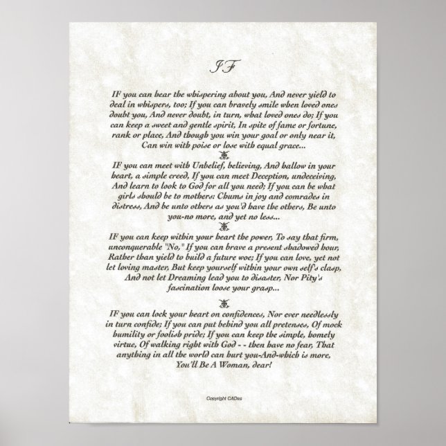 IF Inspiring Poem for Young Men by Rudyard Kipling Poster (Vorne)