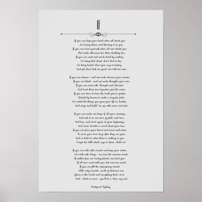 IF Kipling Poem sur affiche grise (Devant)