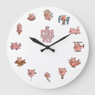 If Pigs Could Fly Wall Clock – Adorable Pig-Planes Große Wanduhr