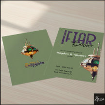 Iftar-Abendessen Einladung Laterne Grün Lila
