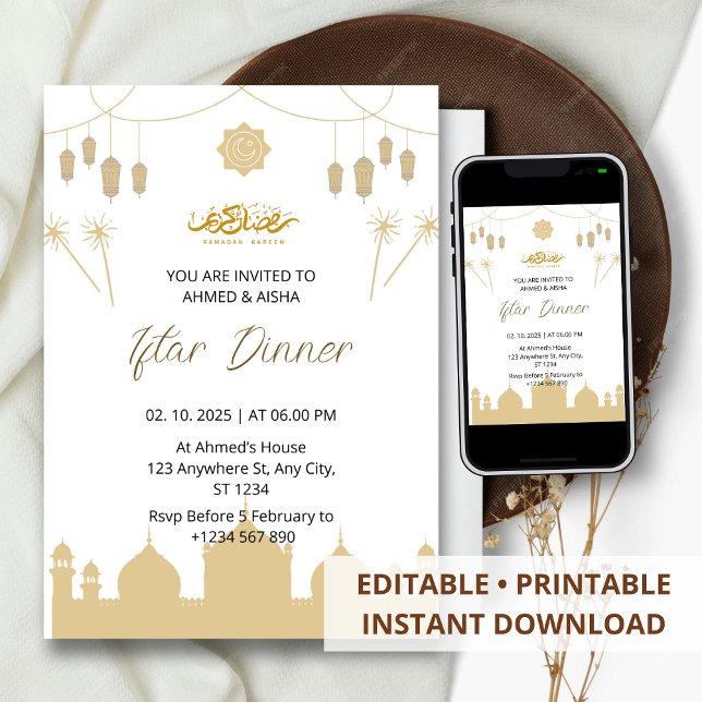 Iftar Abendessen Einladung Rmadan mit Lentern (Von Creator hochgeladen)