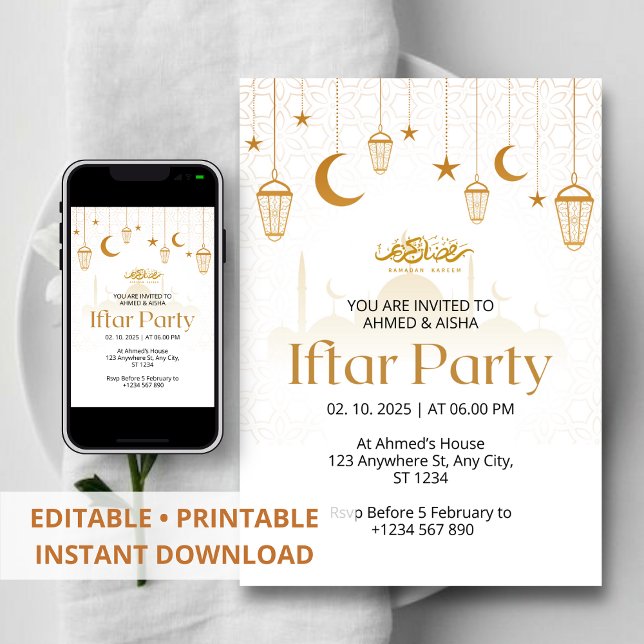 Iftar Dinner Einladung Rmadan Lentern und Moschee (Von Creator hochgeladen)
