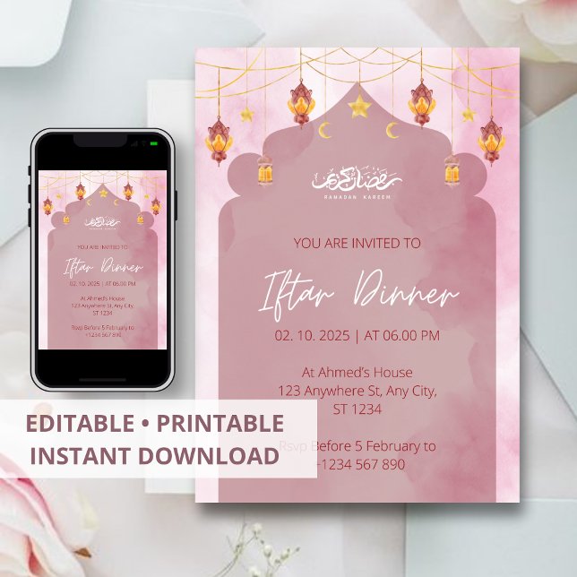 Iftar Dinner Einladung Rmadan rosa Moschee (Von Creator hochgeladen)