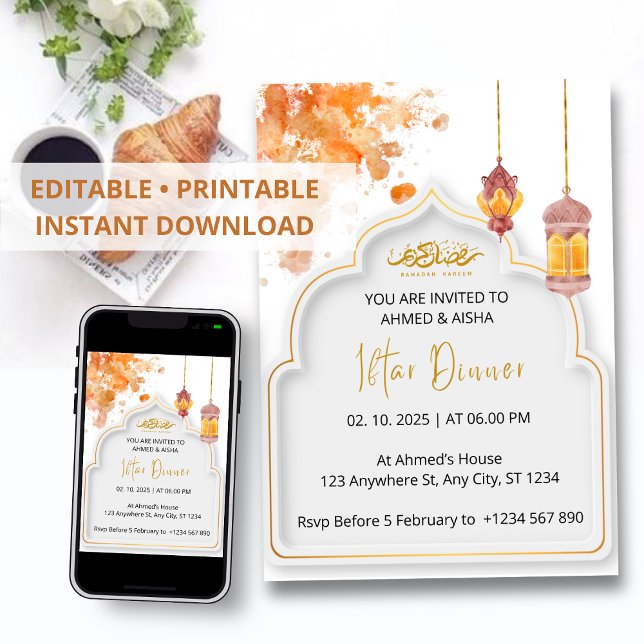 Iftes Abendessen Einladung Rmadan Orangenfarbe (Von Creator hochgeladen)