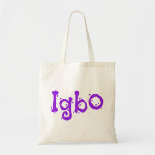 Igbo Design lila Schrift Tragetasche