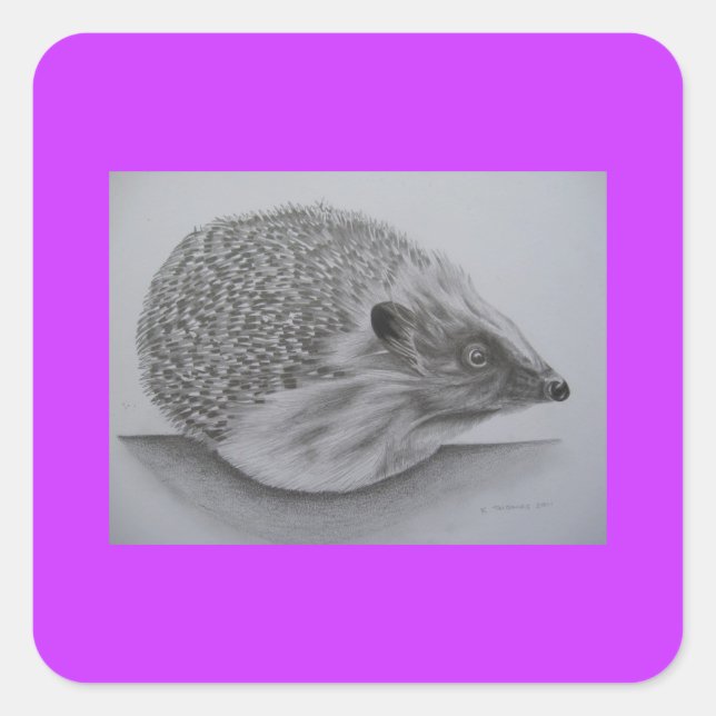 Igel (2) quadratischer aufkleber (Vorderseite)