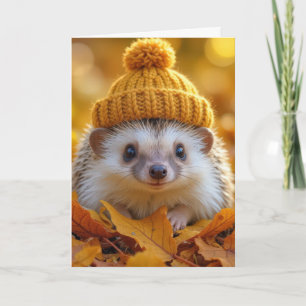 Igel am Geburtstag im Herbst Karte