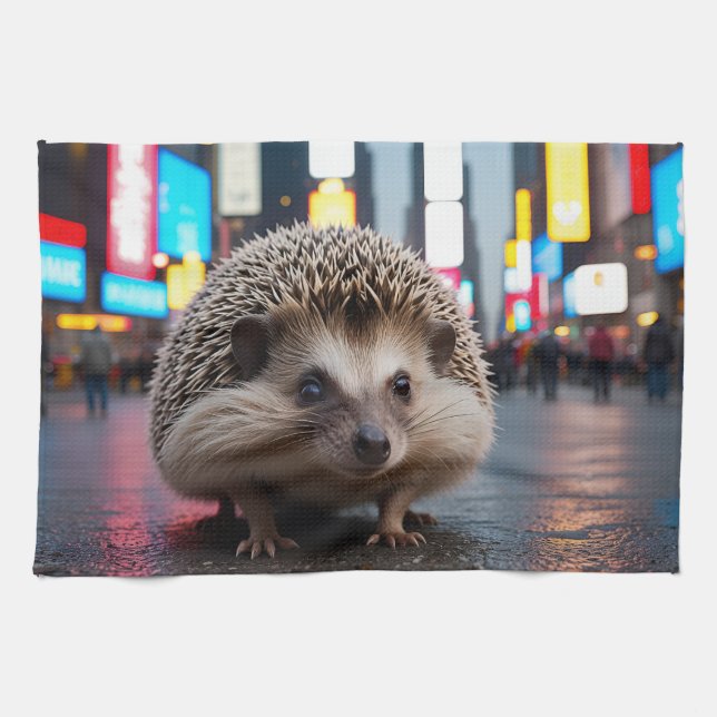 Igel am Times Square Geschirrtuch (Horizontal)