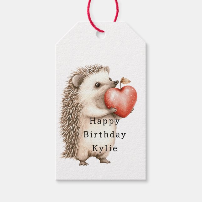 Igel Apple Heart Birthday Geschenkanhänger (Vorderseite)