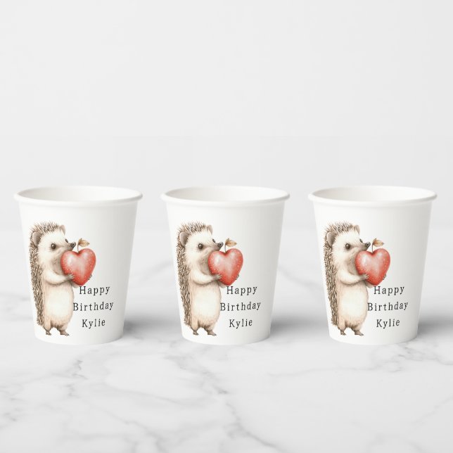 Igel Apple Heart Birthday Pappbecher (Multi)