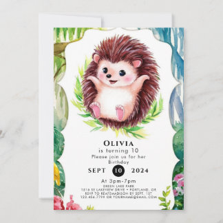 Igel Aquarellfarben Geburtstag Einladung