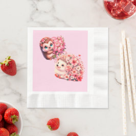 Igel-Baby-Partyservietten für Mädchen | Süß Rosa Serviette