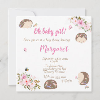 Igel Baby Shower Einladung für Baby Girl