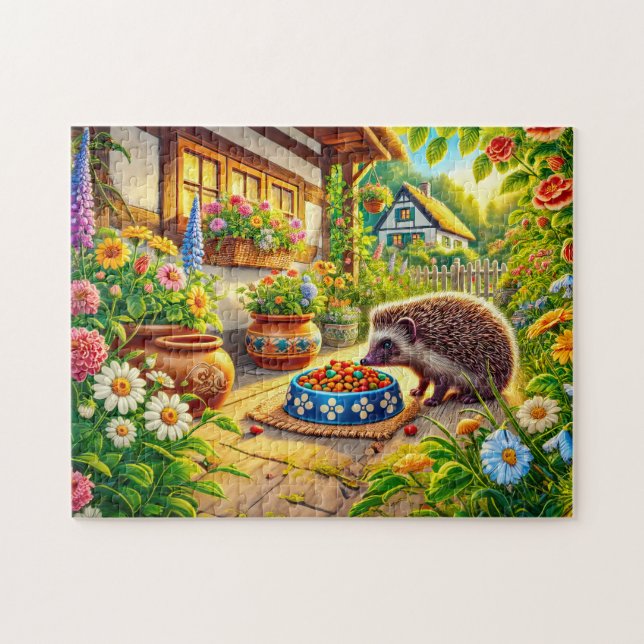 Igel bei Cat Food on Terrace (Horizontal)