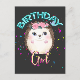 Igel Birthday Girl Party Geschenke Einladungspostkarte