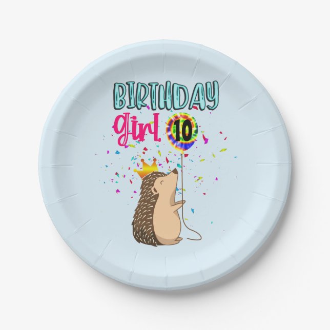 Igel Birthday Girl Party Geschenke  Pappteller (Vorderseite)