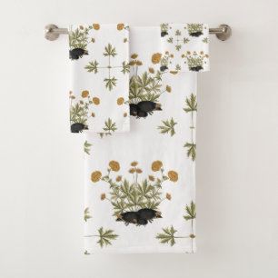 Igel Botanisches Holzmuster Badhandtuch Set