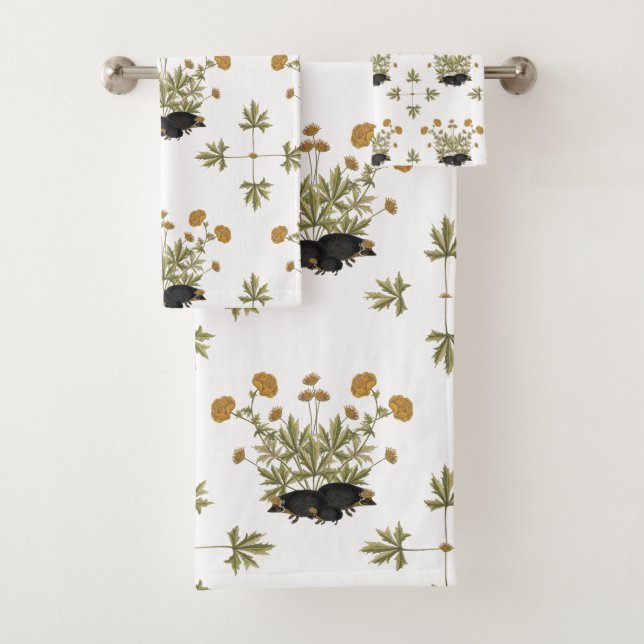 Igel Botanisches Holzmuster Badhandtuch Set (Insitu)
