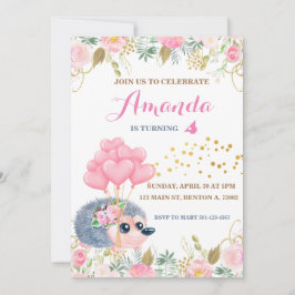 Igel Bugballons Rosa Blütengeburten Einladung