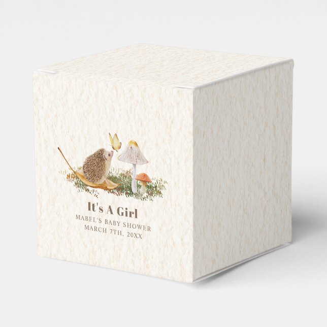 Igel Butterfly Pilz Woodland Babydusche Geschenkschachtel (Vorderseite)