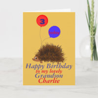 Igel Cartoon Birthday Grandson Namensalter