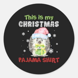 Igel Das ist mein Weihnachts-Pajama-Shirt Runder Aufkleber