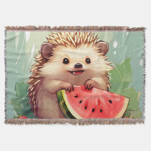 Igel, der ein Stück Wassermelone genießt Decke