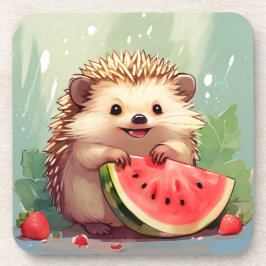 Igel, der ein Stück Wassermelone genießt Getränkeuntersetzer