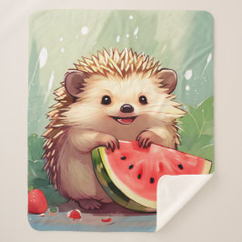 Igel, der ein Stück Wassermelone genießt Sherpadecke