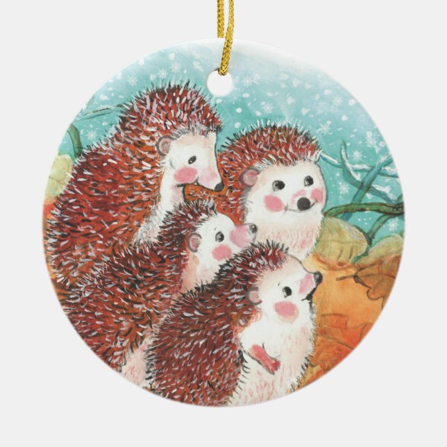 Igel, die miteinander sprechen Illustration Keramik Ornament (Vorne)