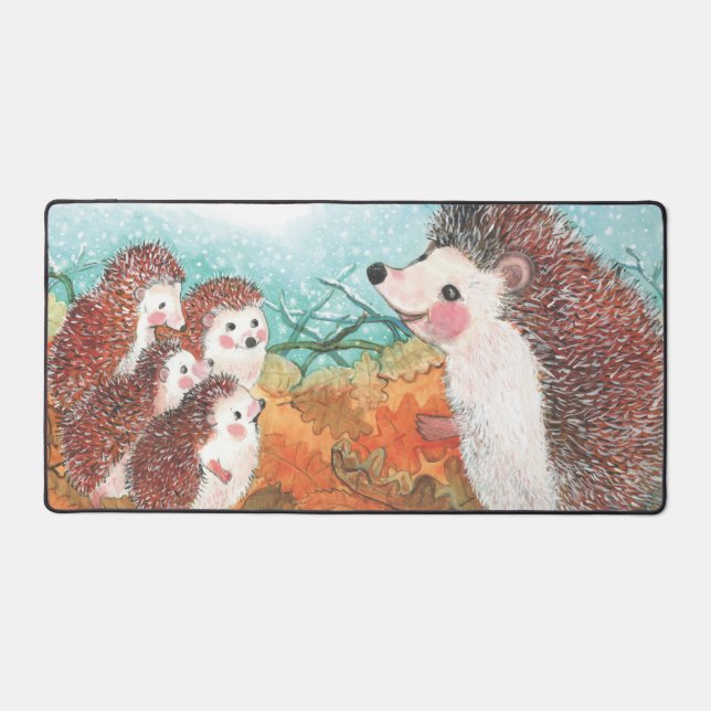 Igel, die miteinander sprechen Illustration Schreibtischunterlage (Vorderseite)