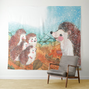 Igel, die miteinander sprechen Illustration Wandteppich