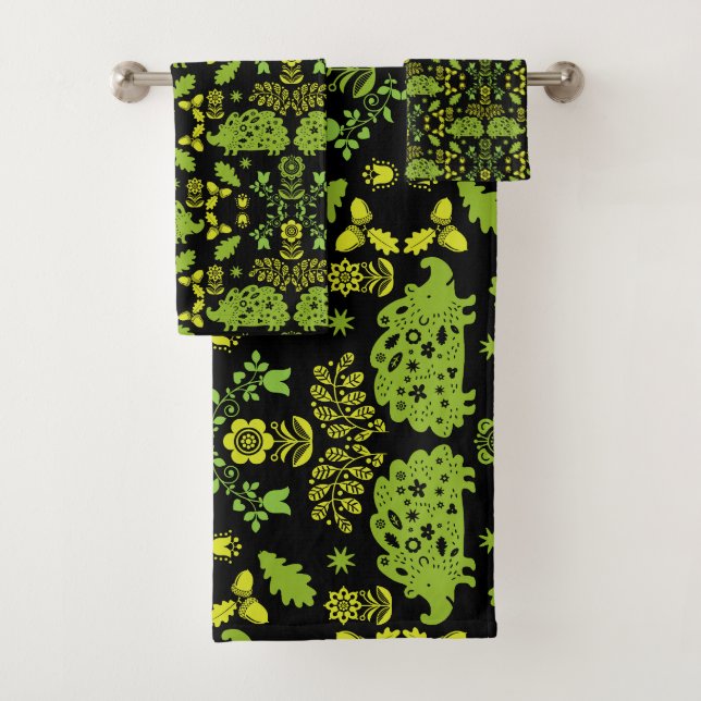 Igel Folk Art Badhandtuch Set (Insitu)