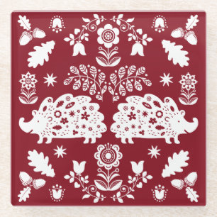 Igel Folk Art Glasuntersetzer