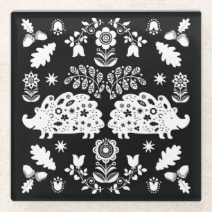Igel Folk Art Glasuntersetzer
