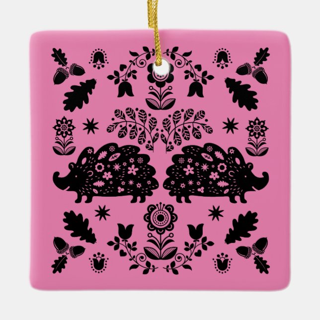 Igel Folk Art Keramikornament (Vorderseite)