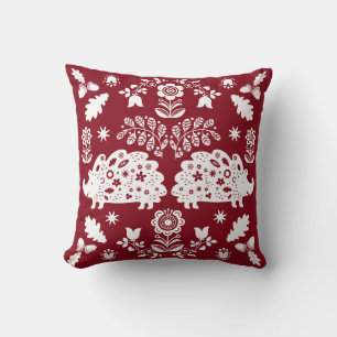 Igel Folk Art Kissen