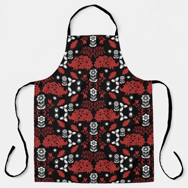Igel Folk Art Schürze (Vorderseite)