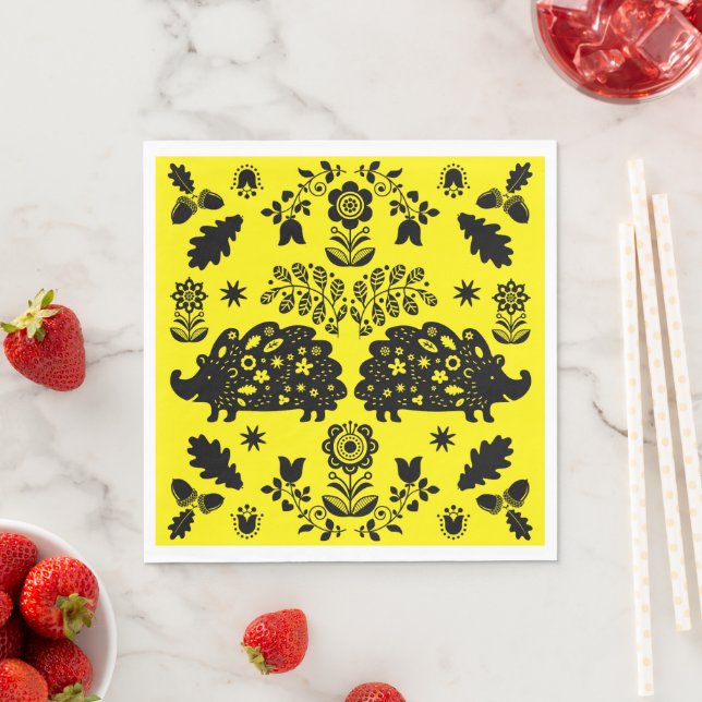 Igel Folk Art Serviette (Beispiel)