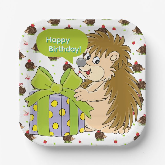 Igel Geburtstag Pappteller (Vorderseite)