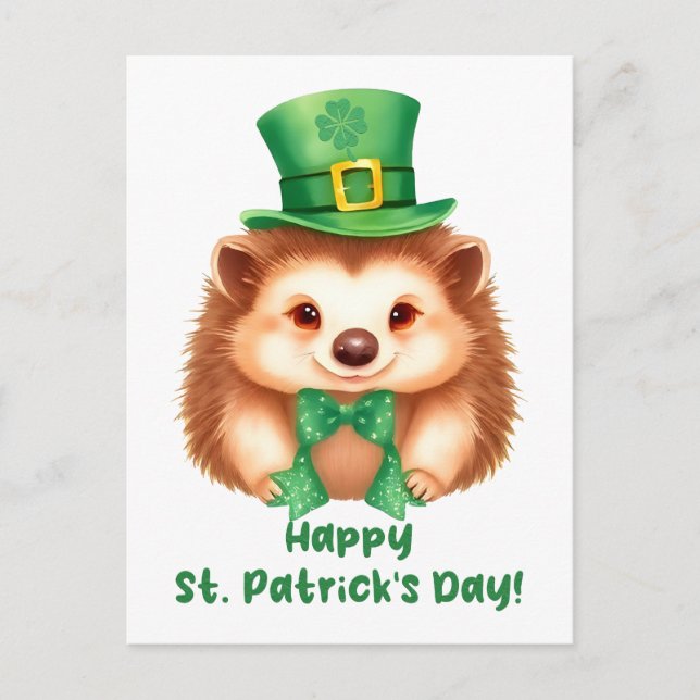 Igel Gráinneog Happy St. Patricks Day Postkarte (Vorderseite)