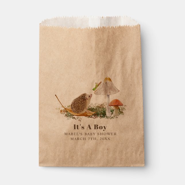 Igel Grasshopper Pilz-Zimmer Woodland Babydusche Geschenktütchen (Vorderseite)