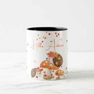 Igel Hallo Herbstlaub Herbst Zweifarbige Tasse