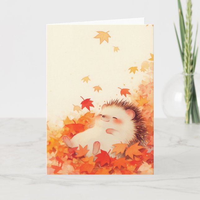 Igel Herbst Nickerchen Karte (Vorderseite)