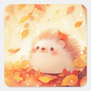 Igel-Herbst-Rückzug Quadratischer Aufkleber