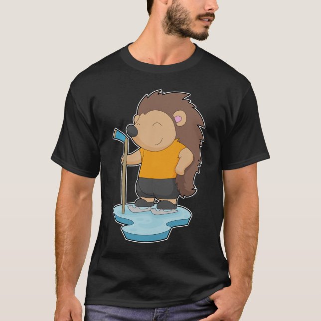 Igel Hockey Hockey-Hockey-Stab Sportsport T-Shirt (Vorderseite)