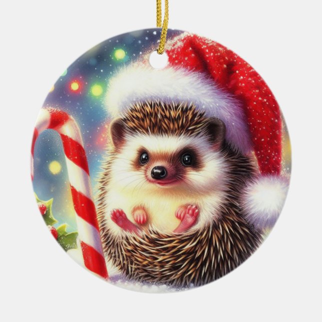 Igel Holiday Hedgie Weihnachten Keramik Ornament (Vorne)