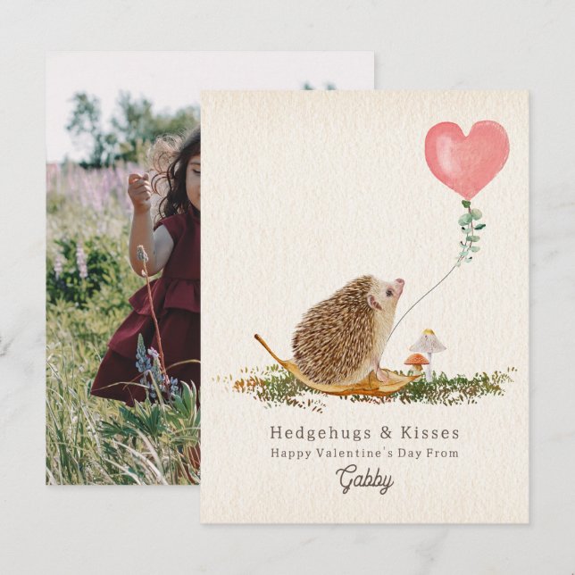 Igel Hugs & Kisses Unterricht Valentine Foto Postkarte (Vorne/Hinten)