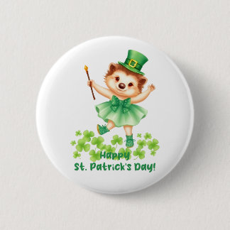 Igel Igelin Gráinneog Happy St. Patricks Day Button