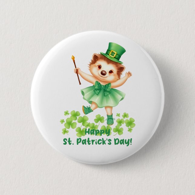 Igel Igelin Gráinneog Happy St. Patricks Day Button (Vorderseite)